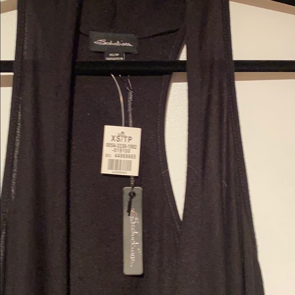 ๐ Black Long Vest Faux Leather Cross & Gold Studs !! NWT !!! ๐ - Picture 2 of 6